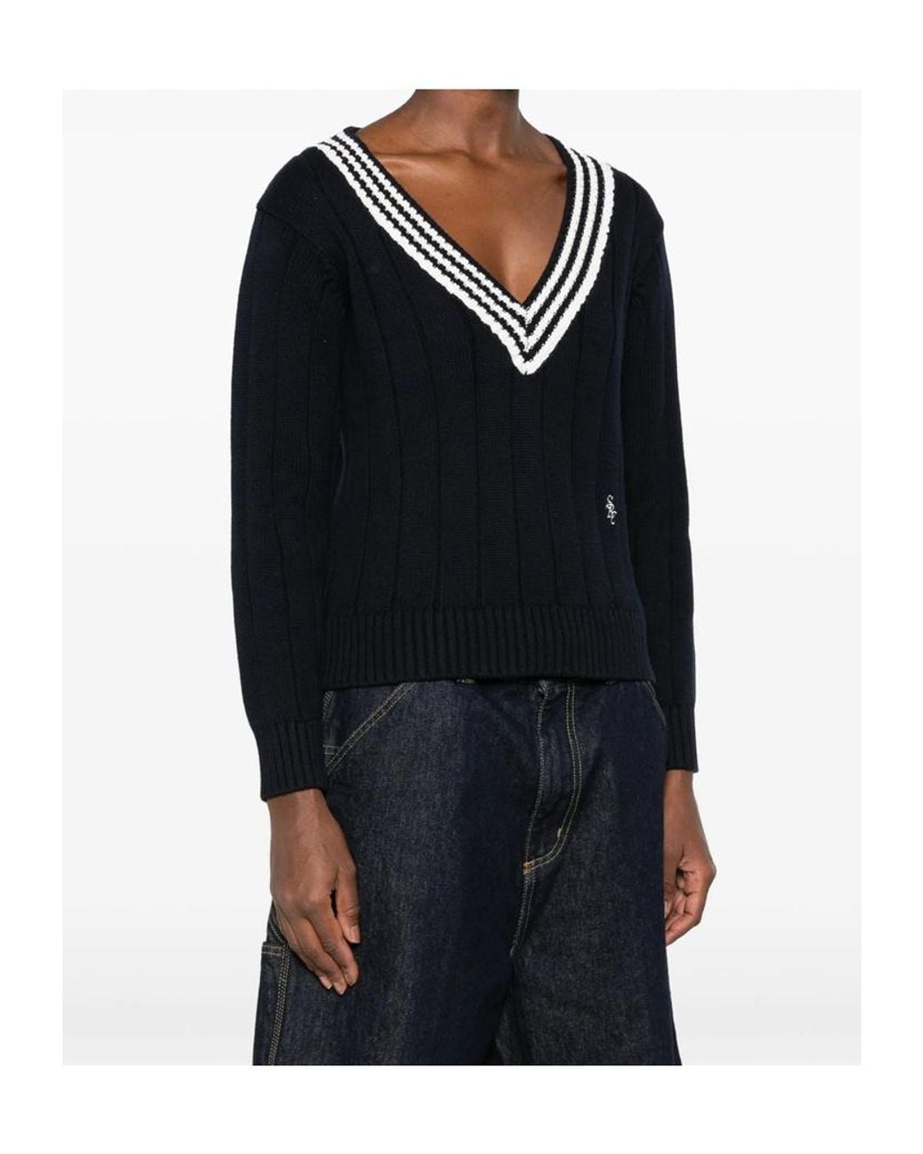 Sporty & Rich Blue Long-Sleeved Knit Top