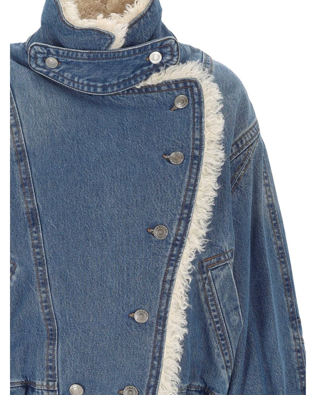 Isabel Marant Blue Valineo Shearling Denim Jacket