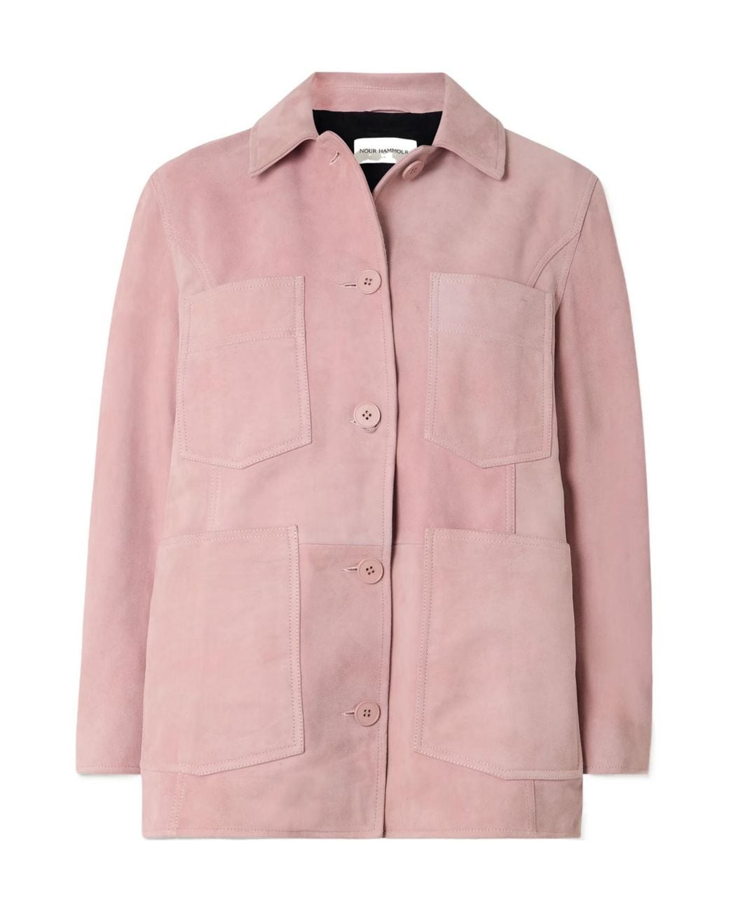 Nour Hammour Pink Seleste Patchwork Suede Jacket