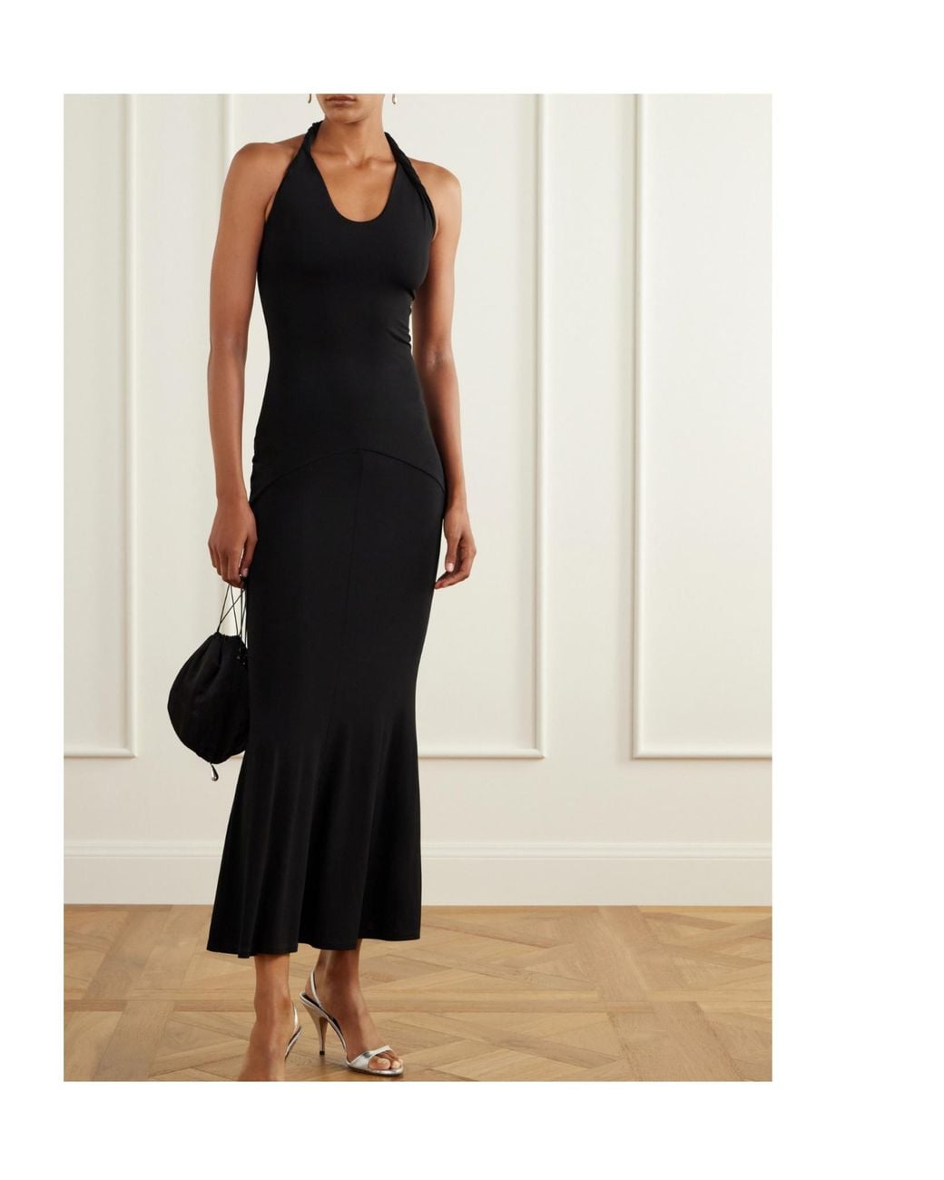 TOVE Black Stretch-Jersey Halterneck Midi Dress