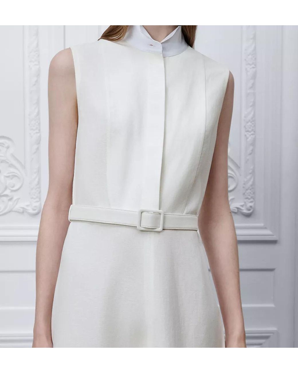 Dior White Iviera Mid-Length Belted Shirtdress