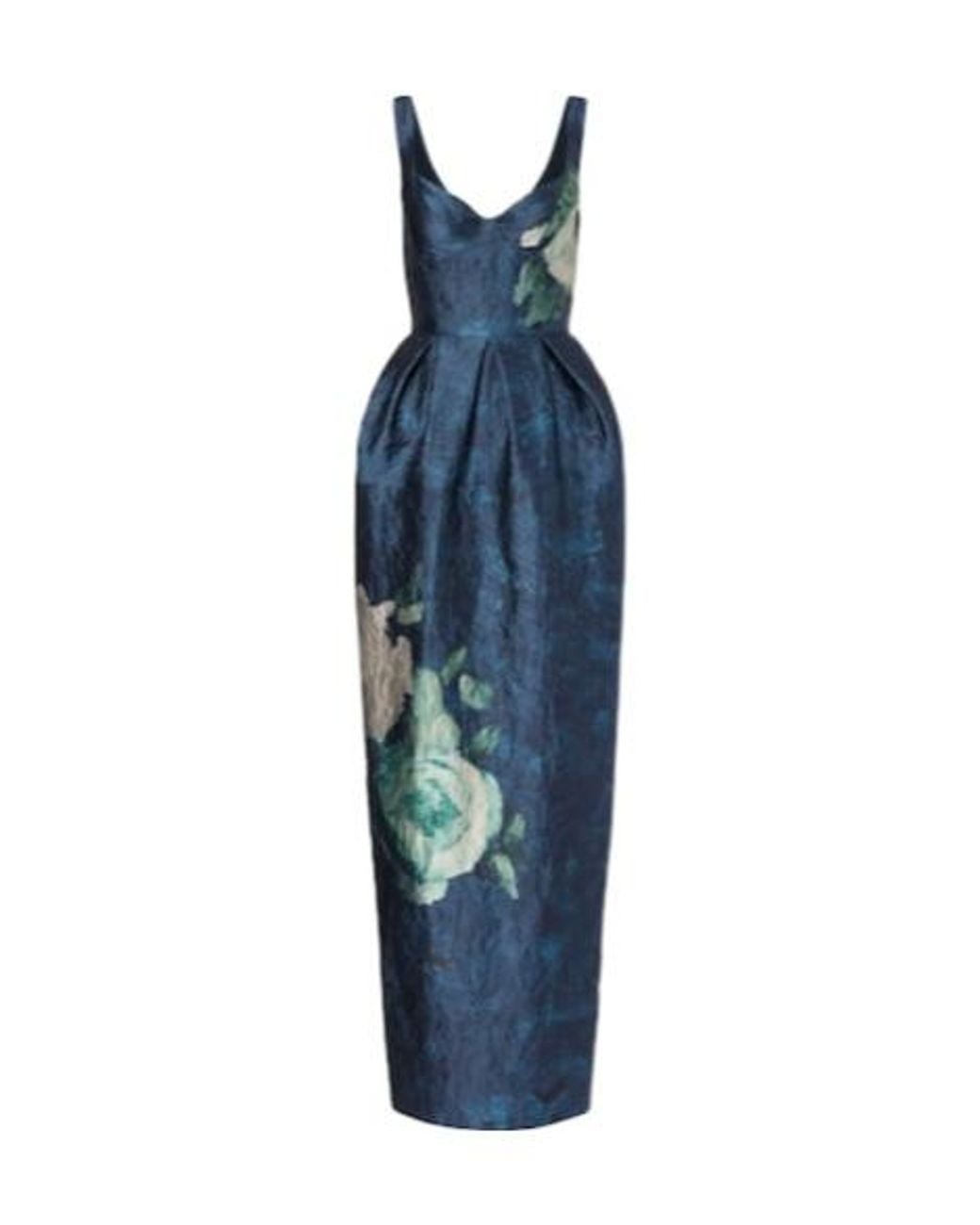 Erdem Blue Floral Jacquard Gown