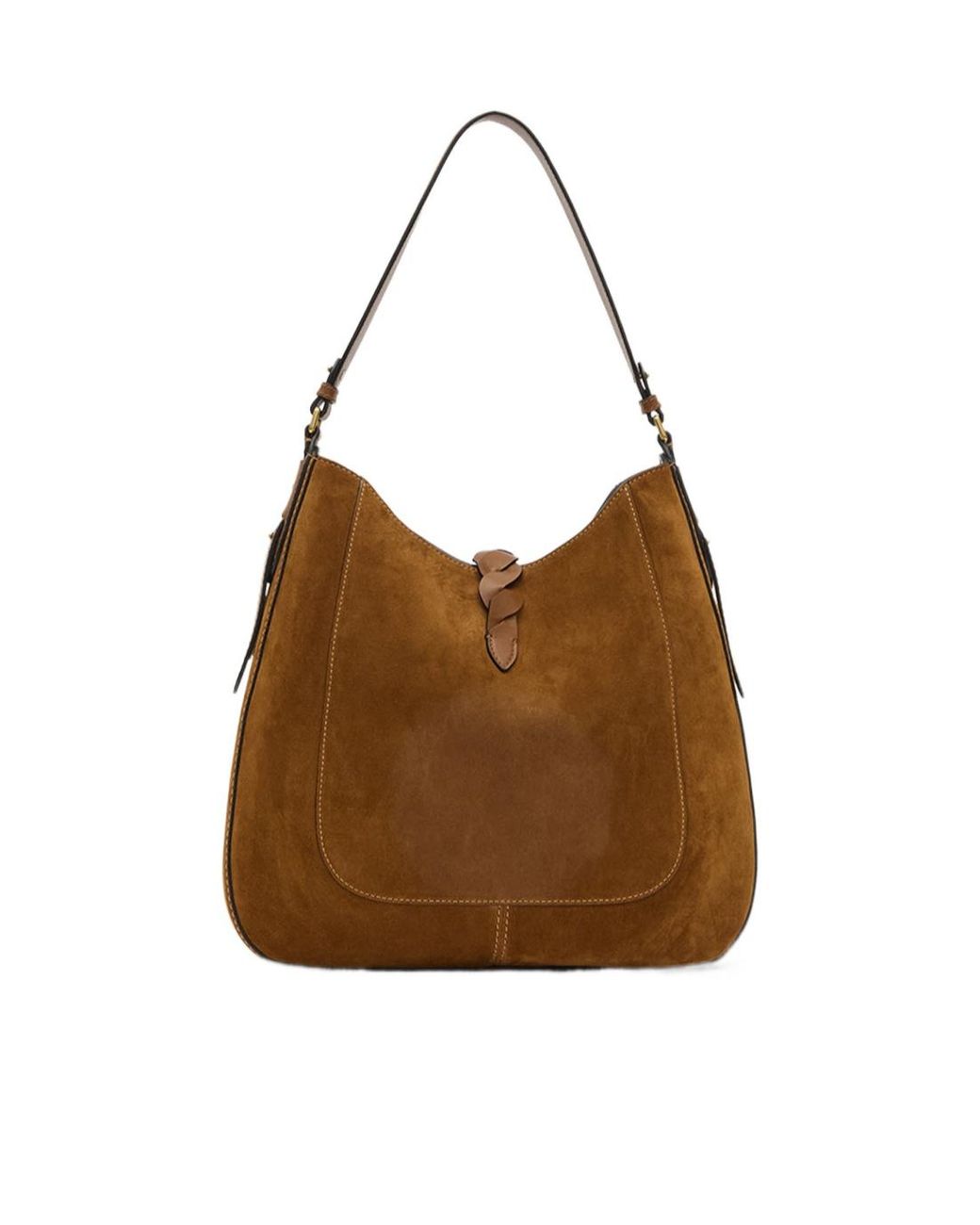 Isabel Marant Brown Logo Engraved Hobo Bag