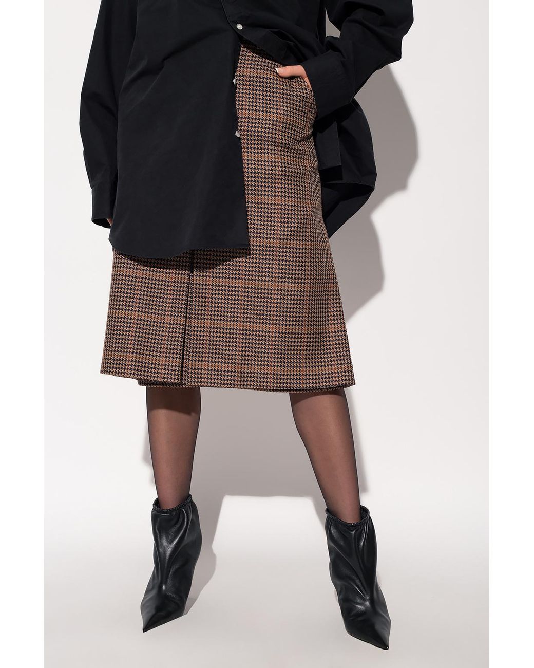Balenciaga Brown Flat Box Pleat Skirt