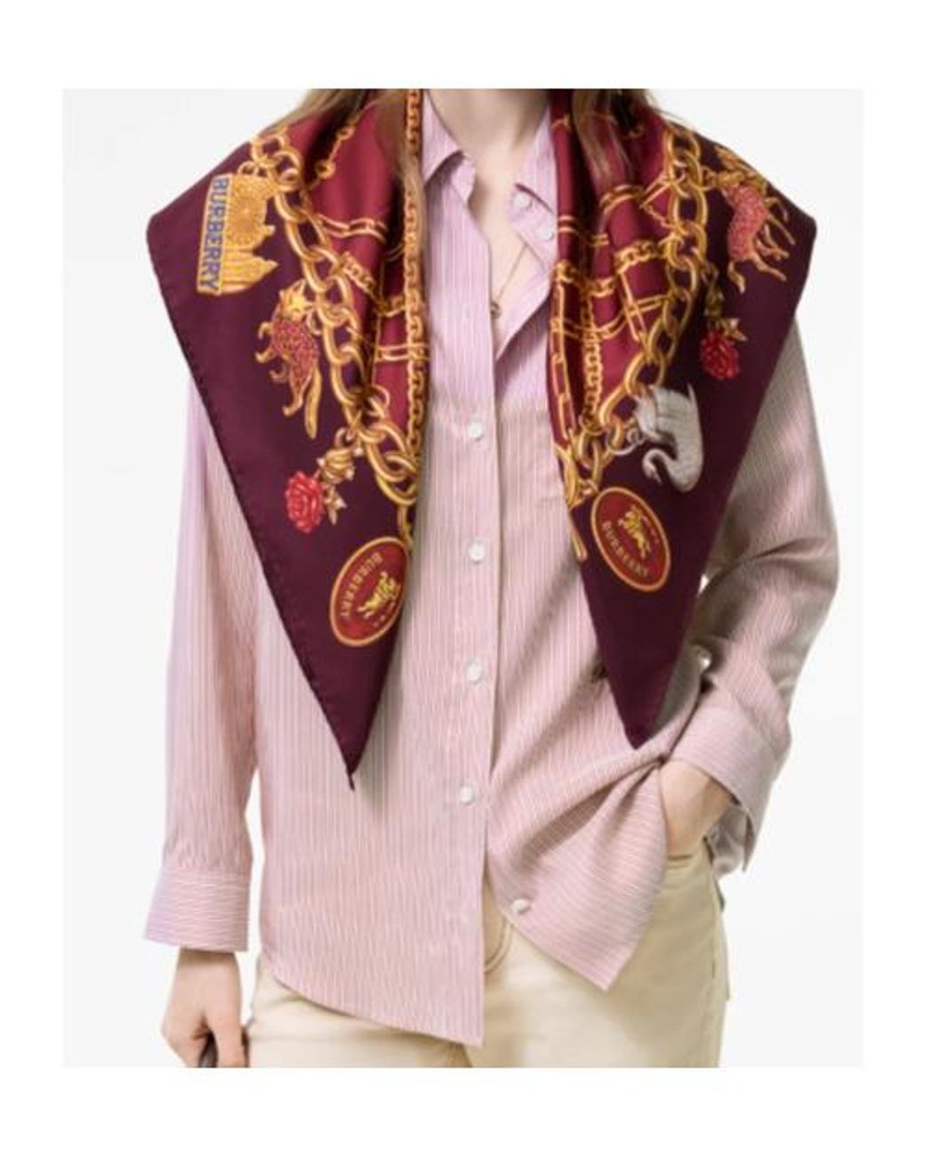 Burberry Red Check Charm Printed Scarf