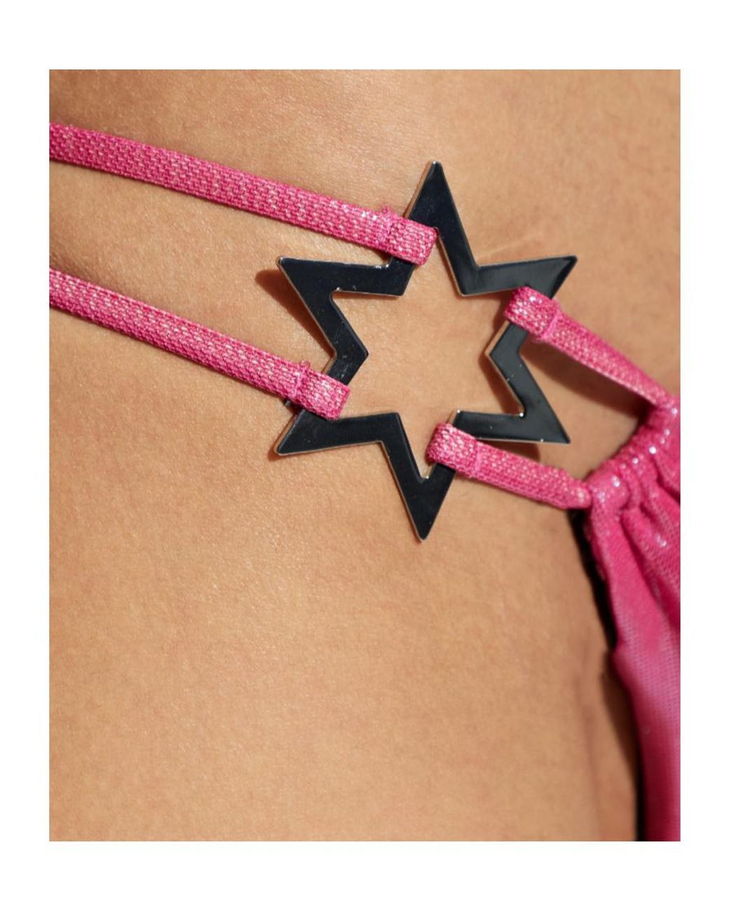 M I S B H V Pink Star-Details Bikini Bottoms