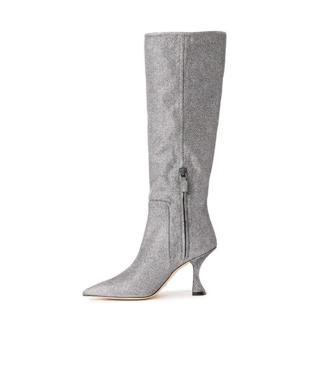 Stuart Weitzman Gray Pointed-Toe Knee-High Boots