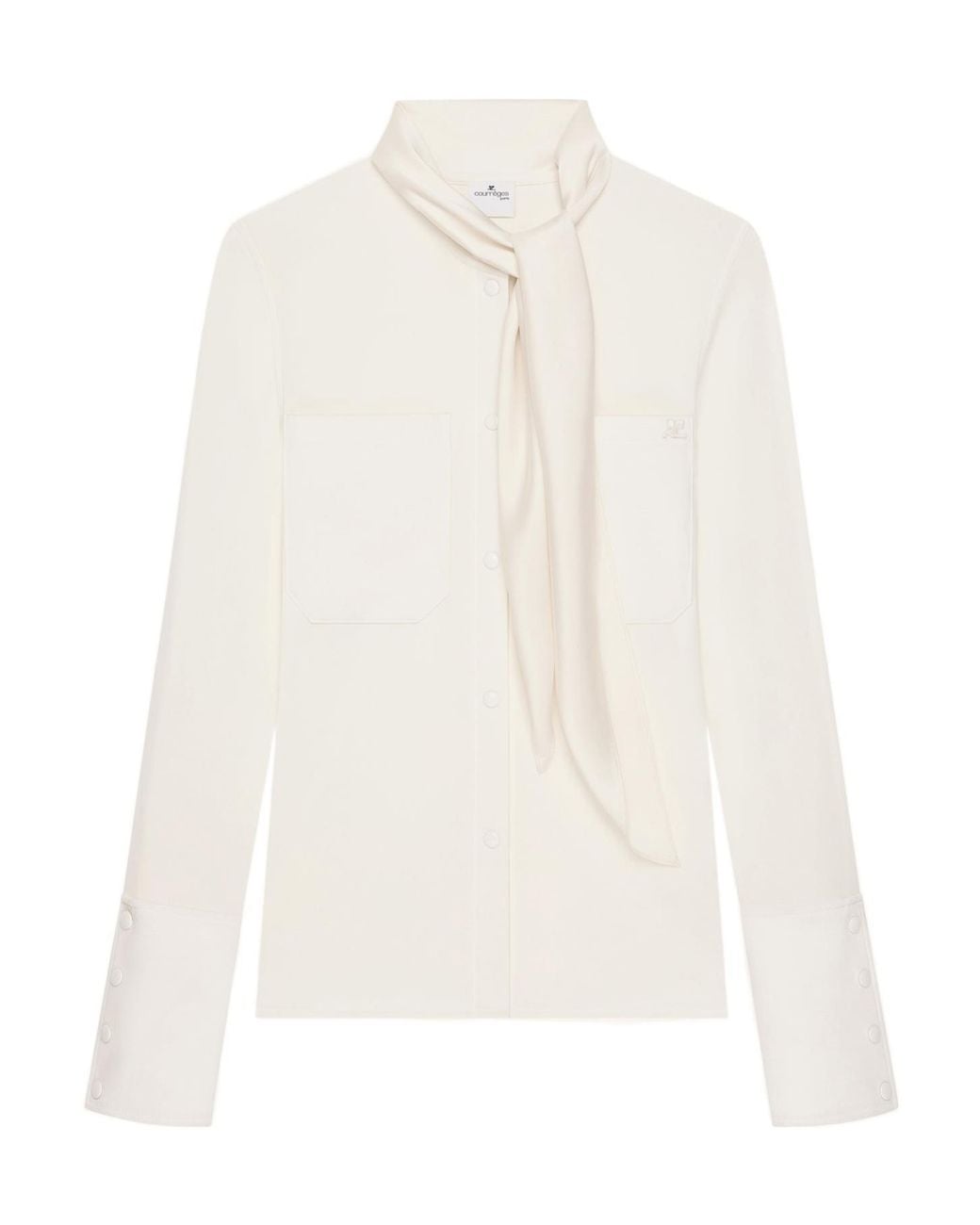 Courreges White Scarf-Collar Shirt