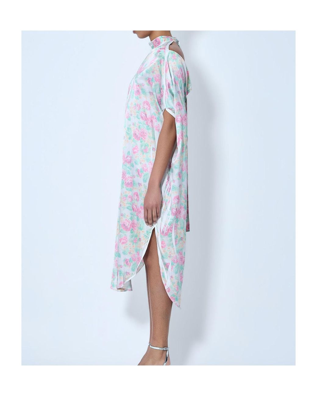 Acne Gray Floral Printed Shirt Dress