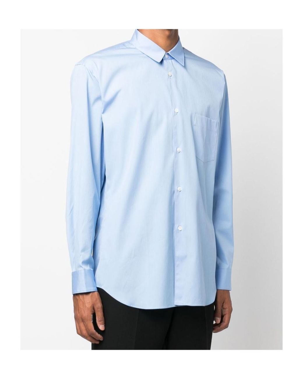 Comme des Garçons Blue Comme Des Garçons Shirt Curved Hem Buttoned Shirt for men