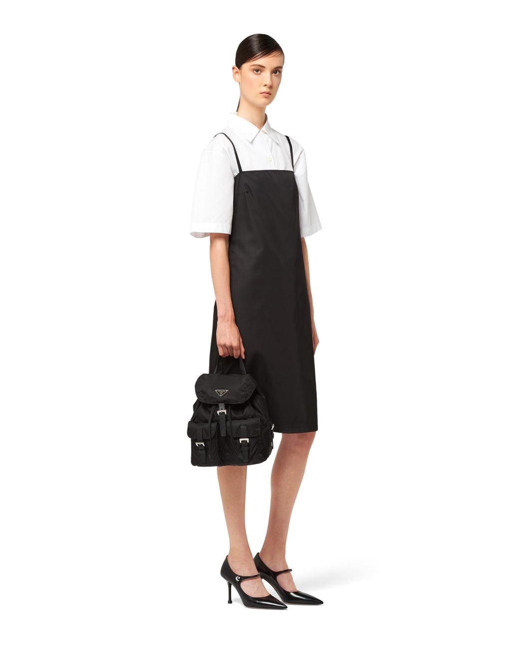 Prada Black Triangle Logo Plaque Backpack