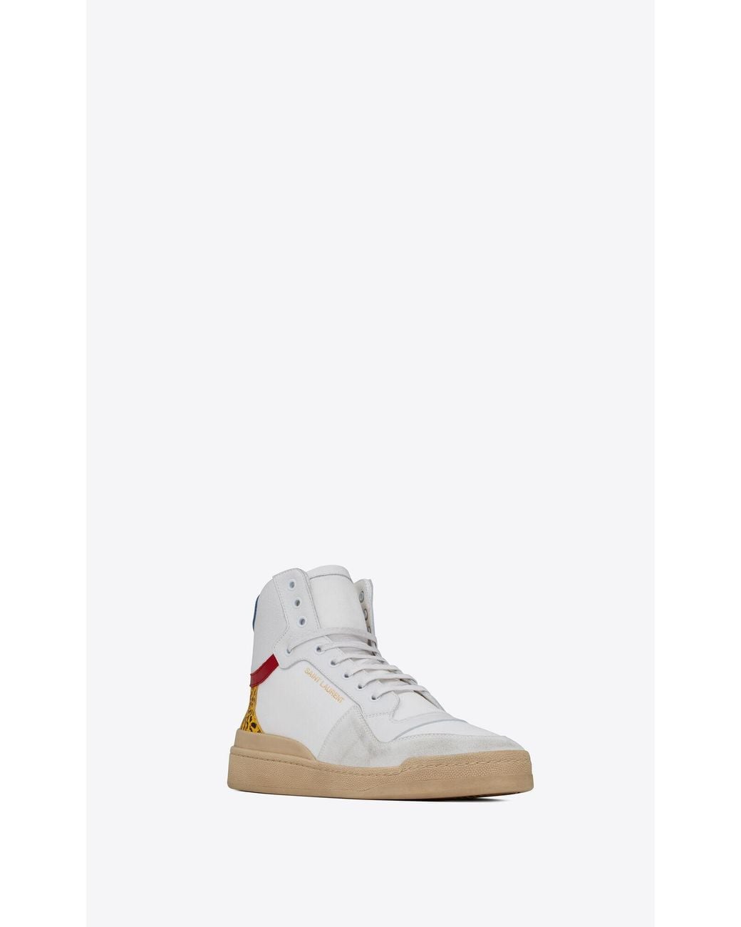 Saint Laurent White Sl-24 Mid-Top Lace-Up Sneakers for men