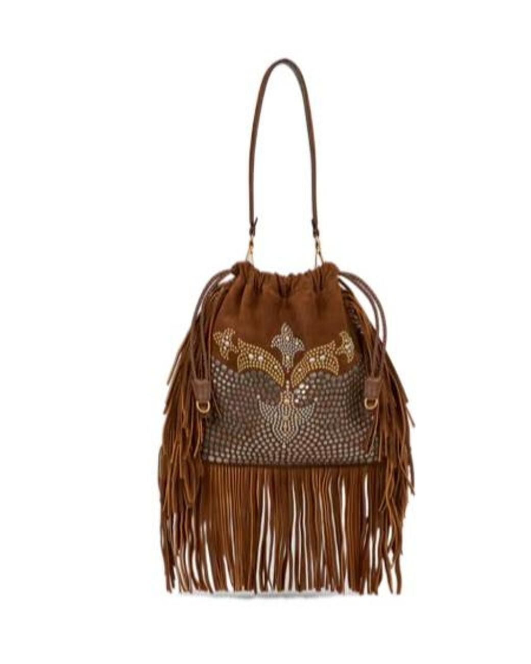 Etro Brown Studded Fringed Shoulder Bag