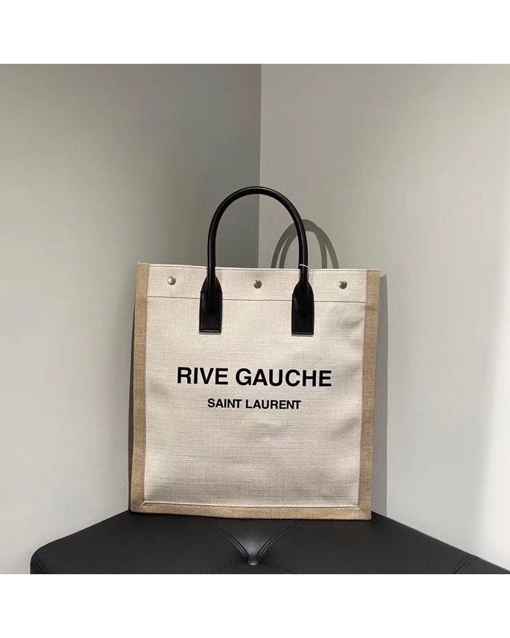 Saint Laurent Gray Logo-Print Tote Bag