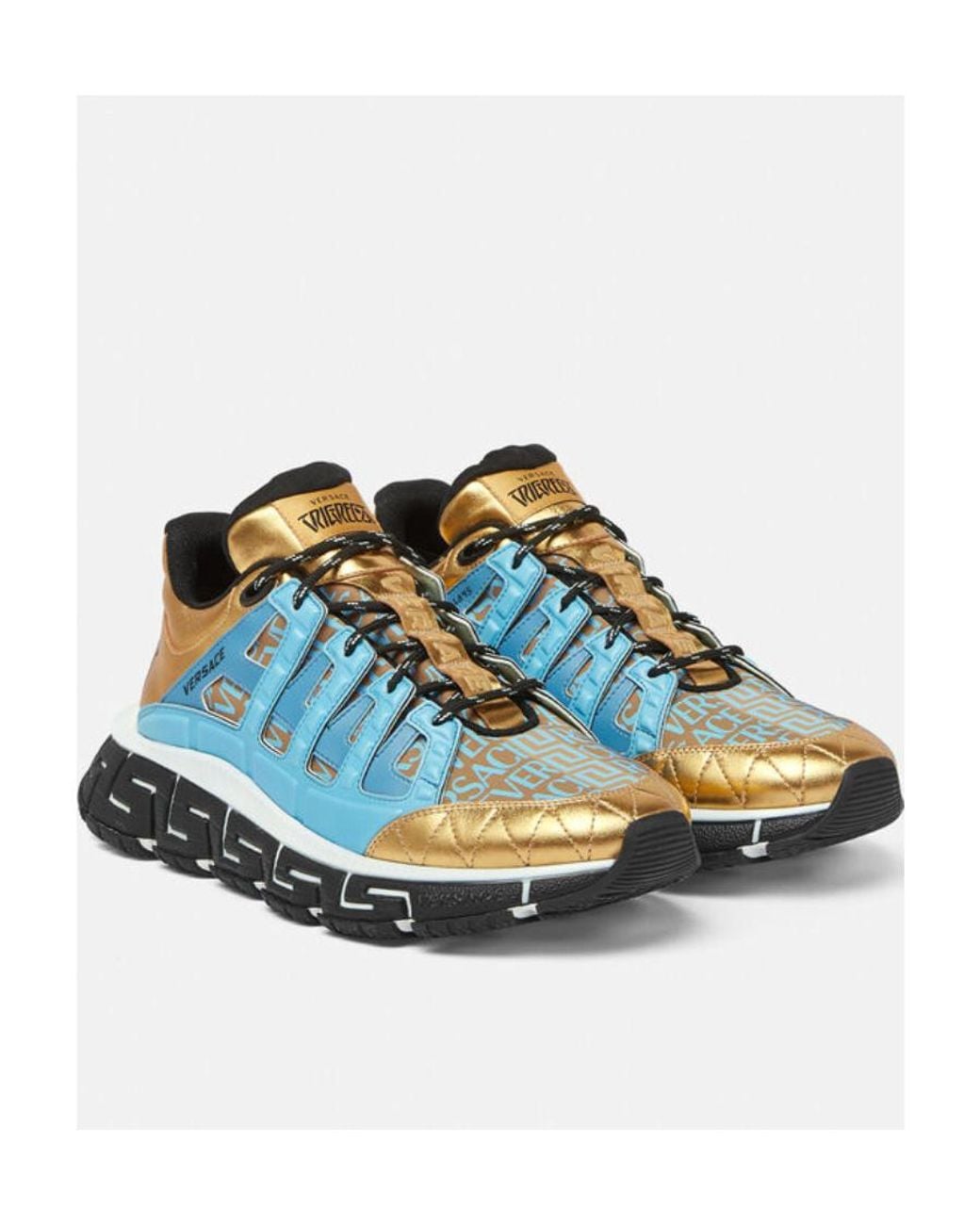 Versace Brown Trigreca Leather Sneakers for men