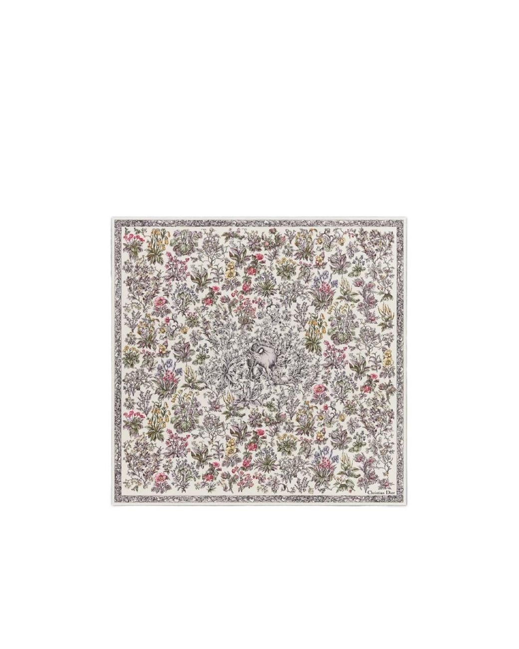 Dior White Millefiori Unicorn 90 Square Scarf