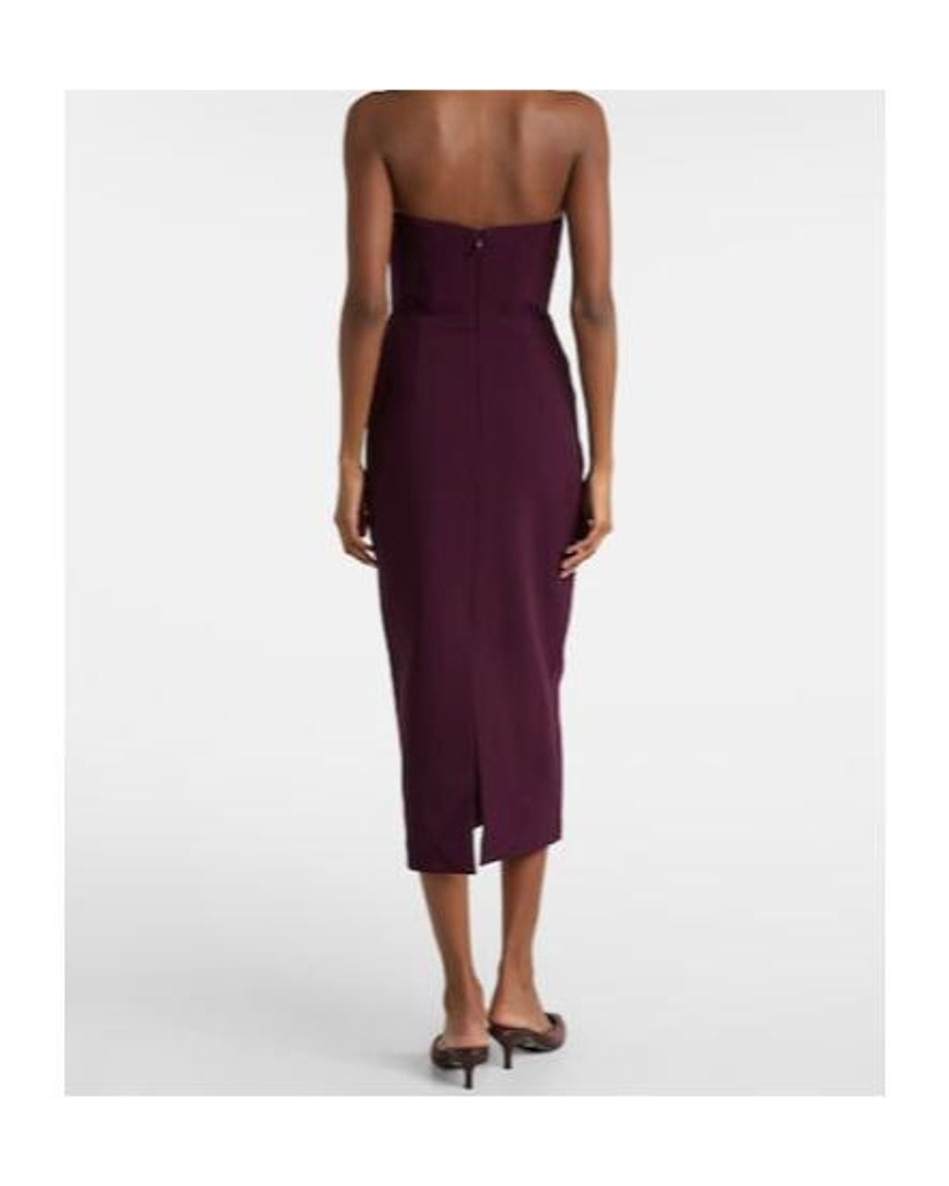 Rebecca Vallance Purple Beatrice Beaded Crepe Midi Dress