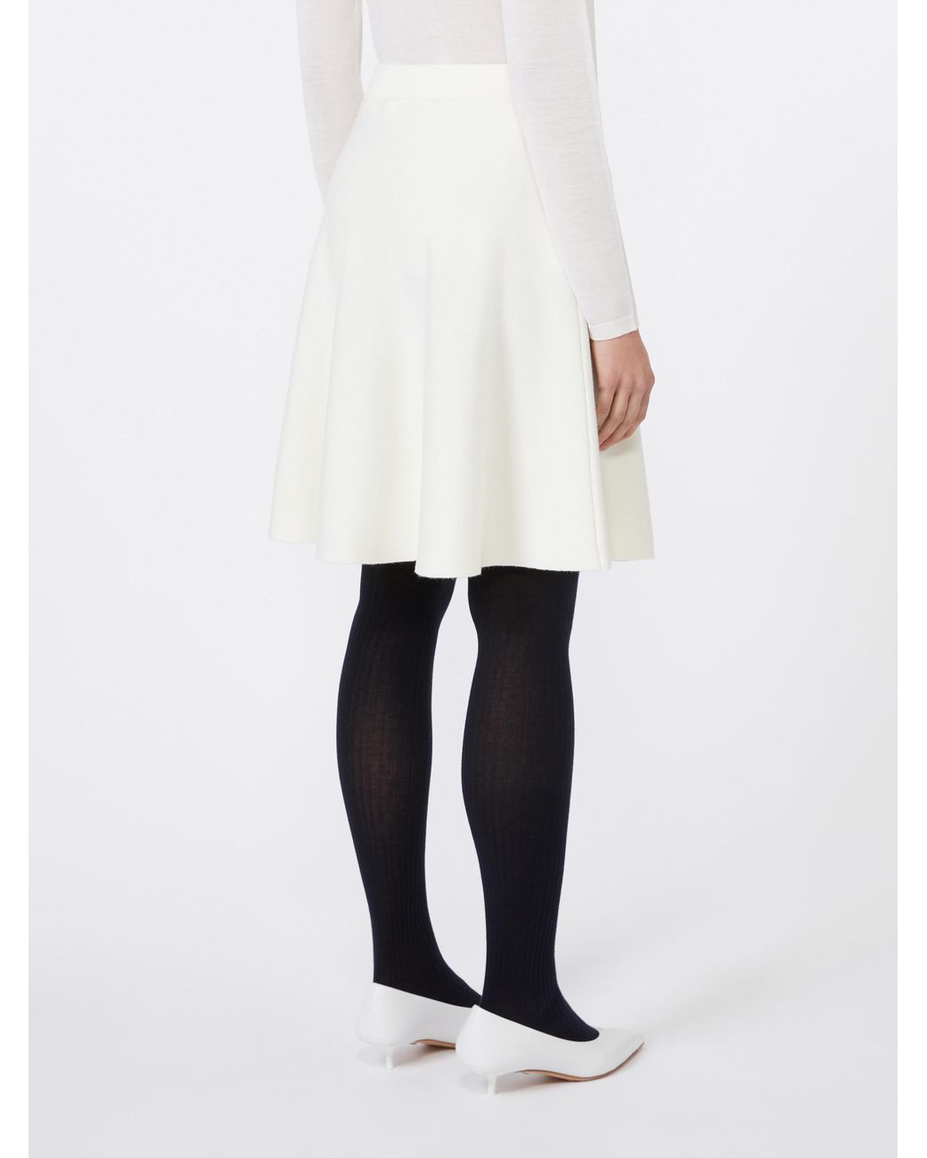 Max Mara White Ubalda Flared Knitted Skirt