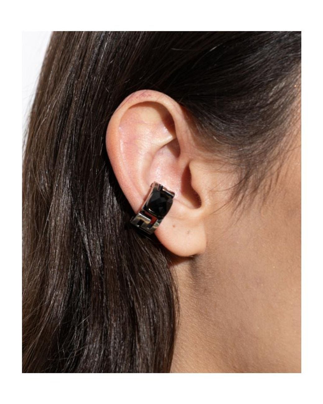 Versace Black Greca Stone Ear Cuff Earring