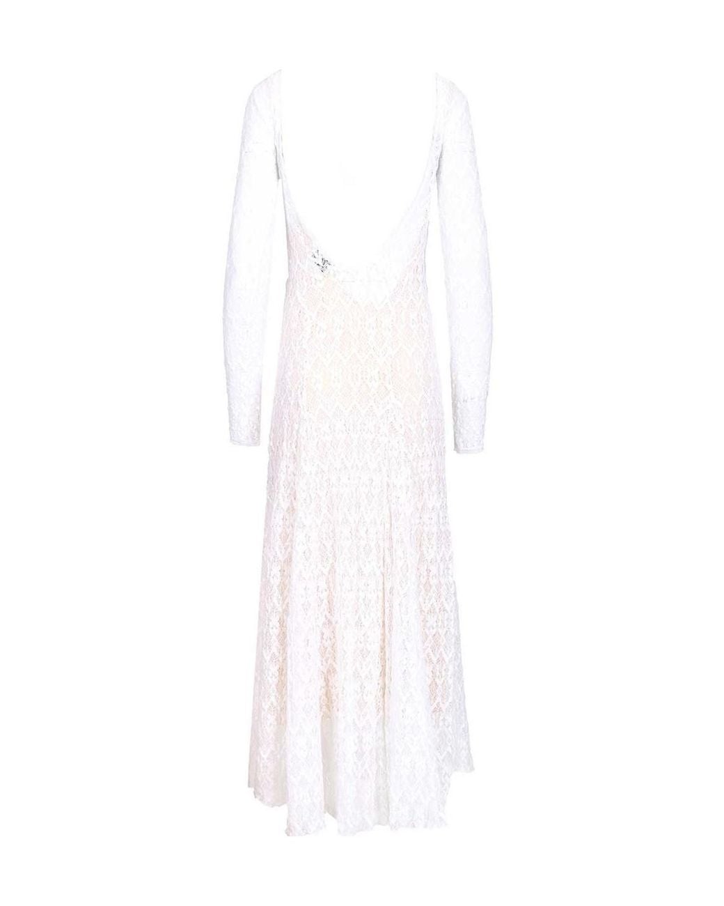 Forte_forte White Stretch Lace Long Sleeve Dress