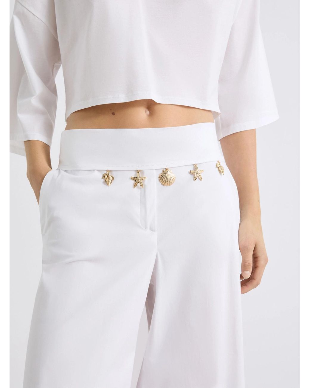 Marella White Pocket Casual Pants