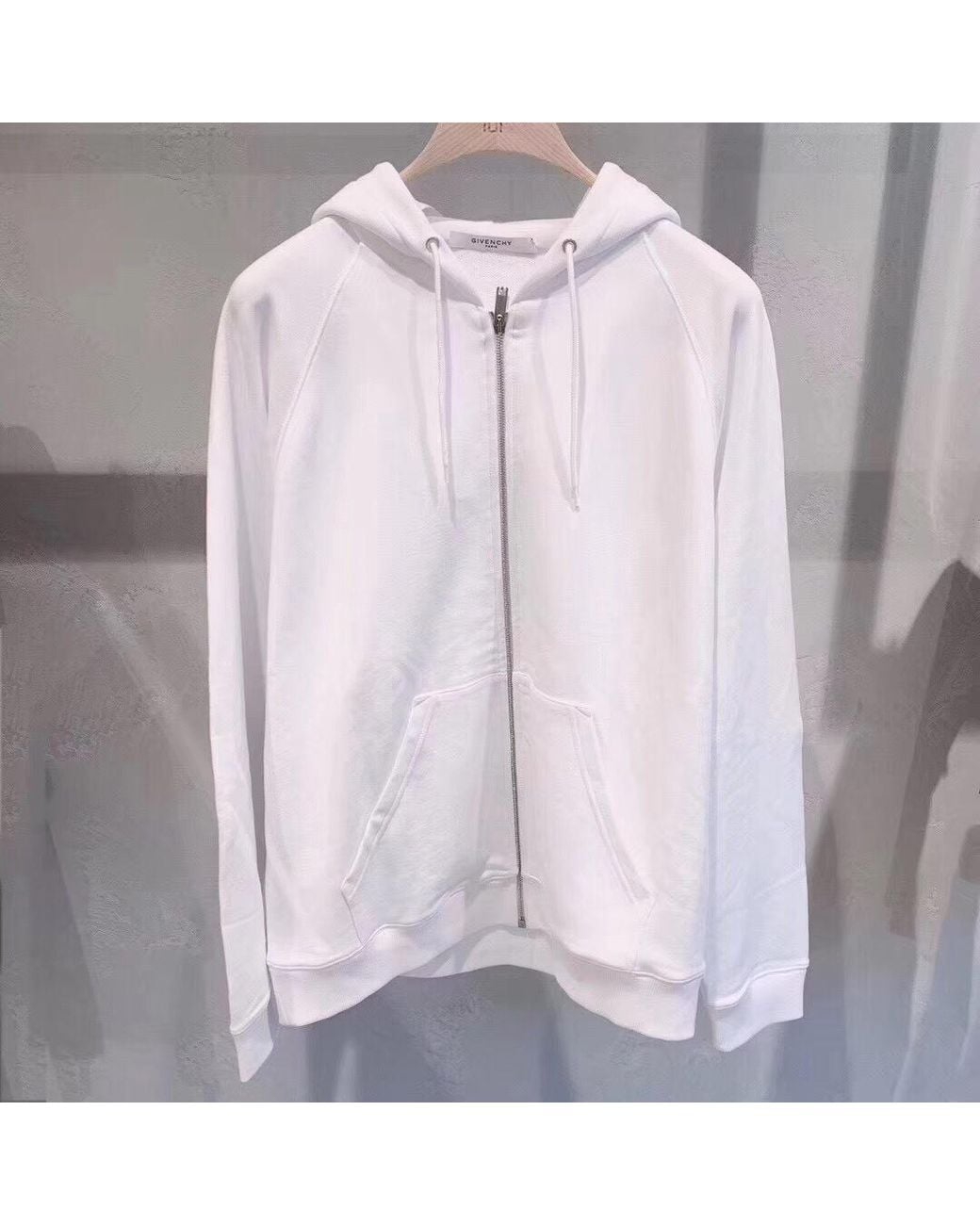 Givenchy White Logo-Print Zipped Hoodie for men