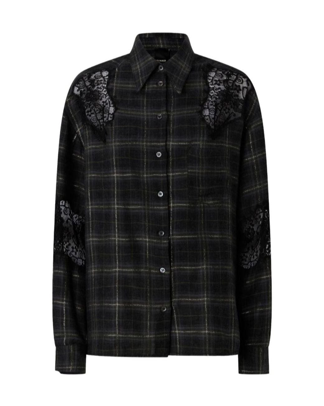 Pinko Black Checkered Long-Sleeve Shirt