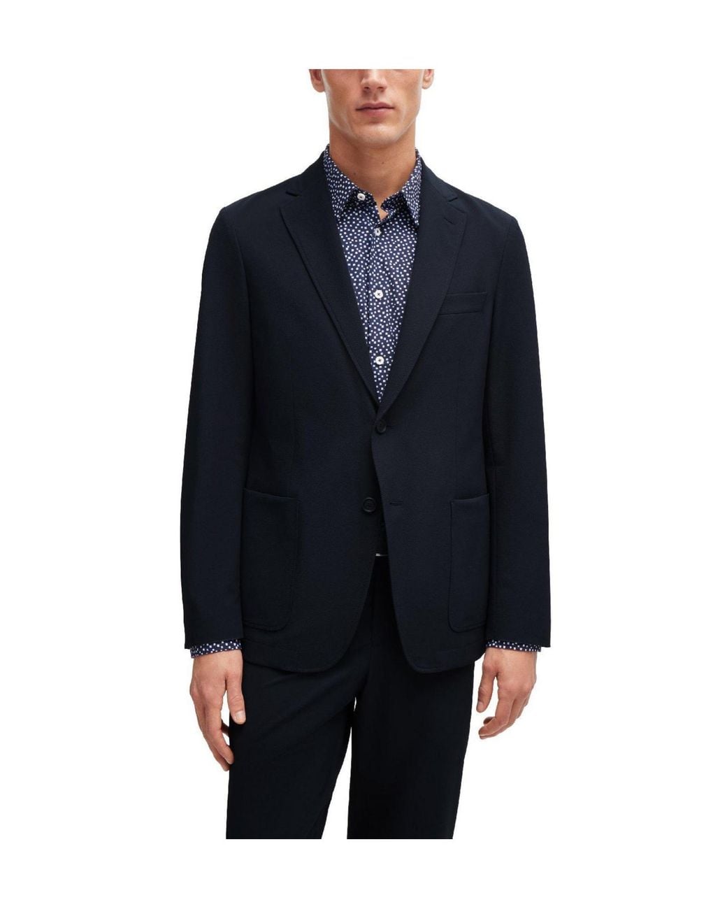 Boss Blue Single-Breasted Blazer for men