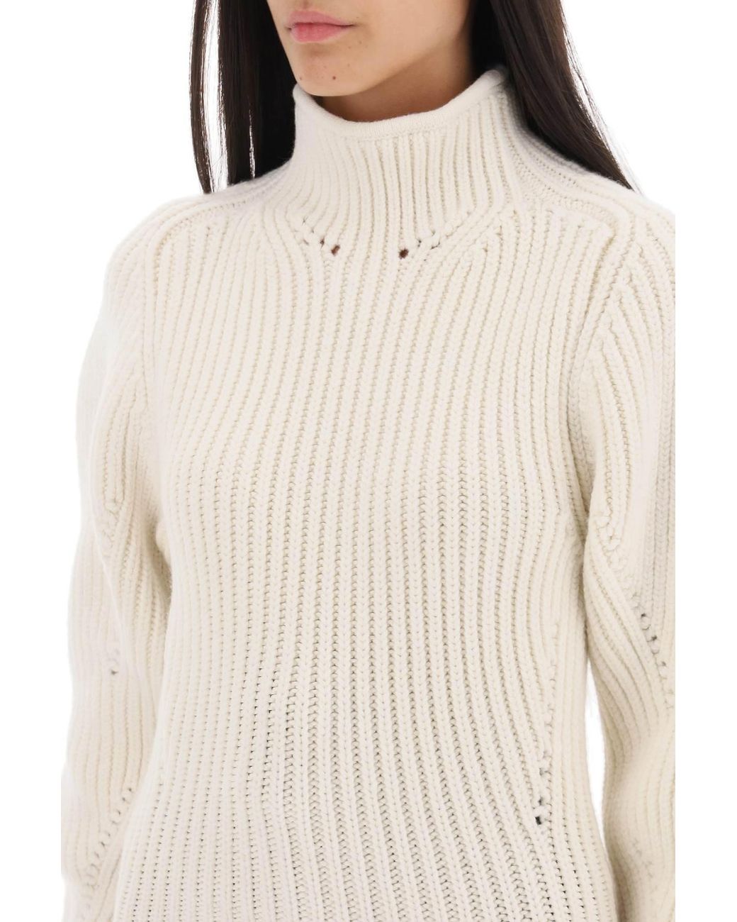 Alaïa White Rib Long-Sleeved Sweater