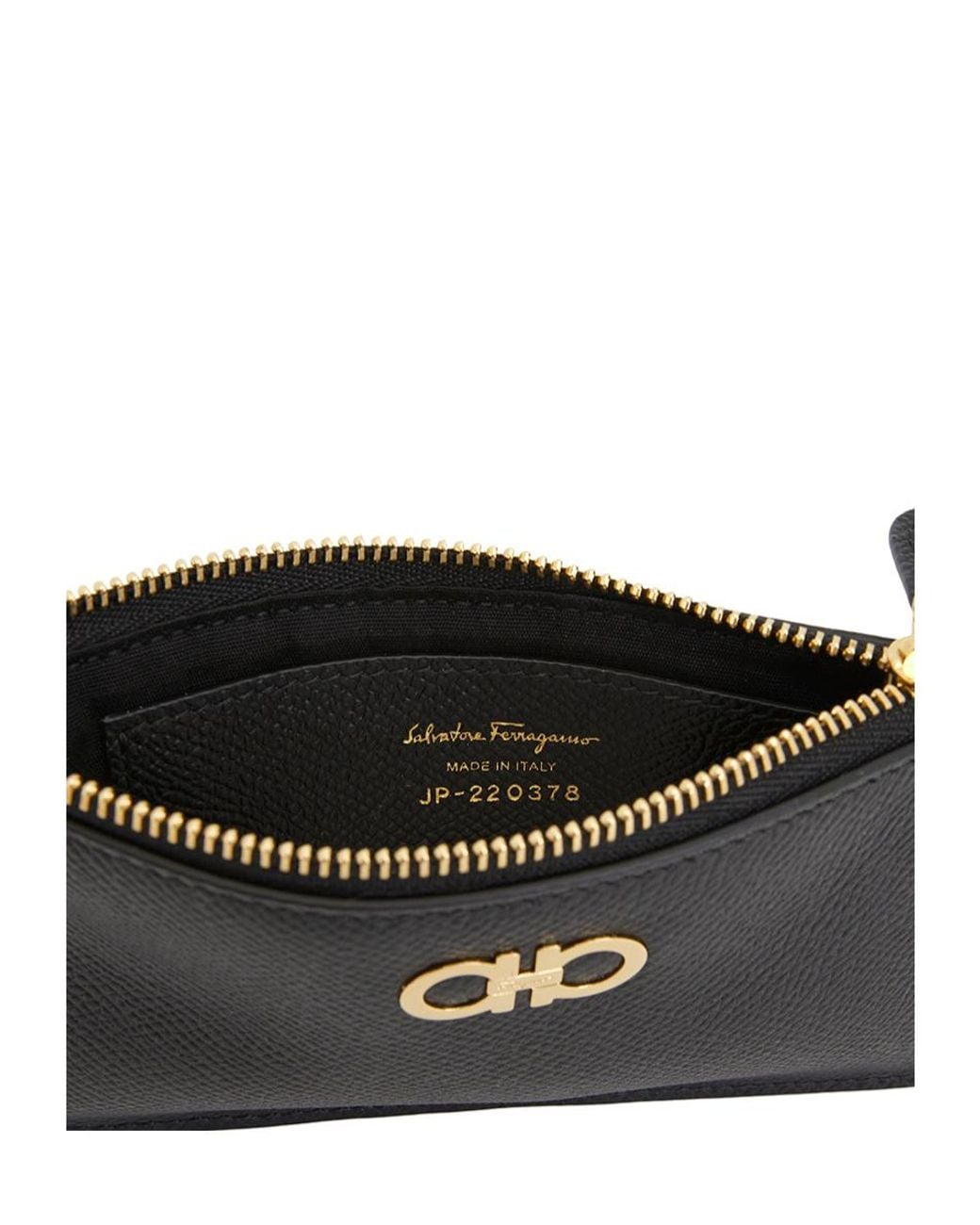 Ferragamo Black Zip Card Bag Wallet