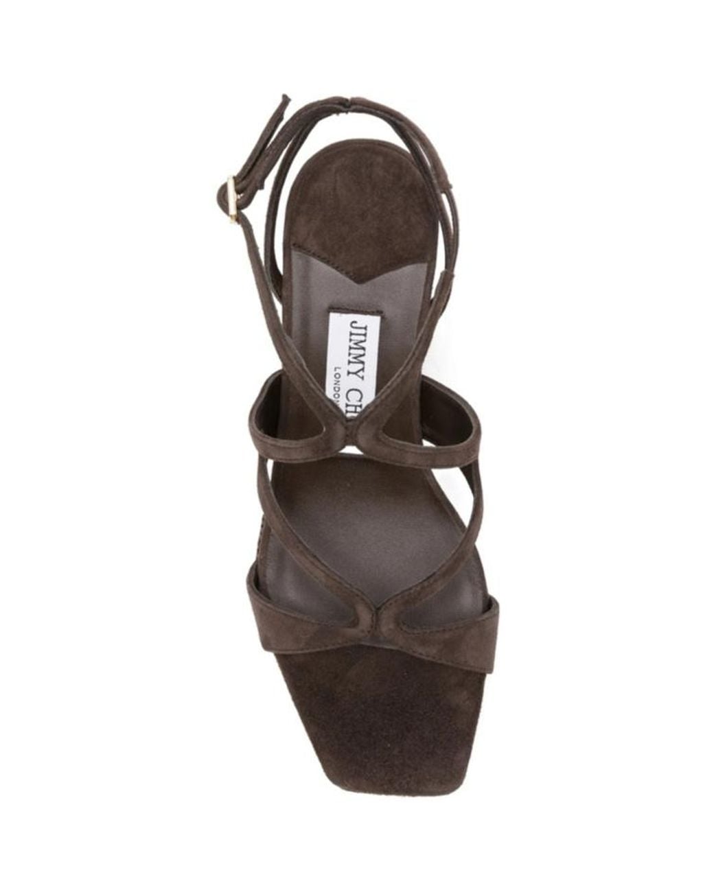 Jimmy Choo Brown Square-Toe High-Heeled Sandals