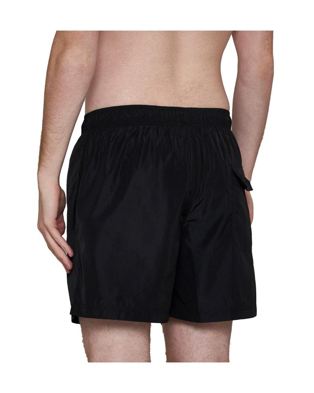 Palm Angels Black Logo-Printed Drawstring Swim Shorts for men