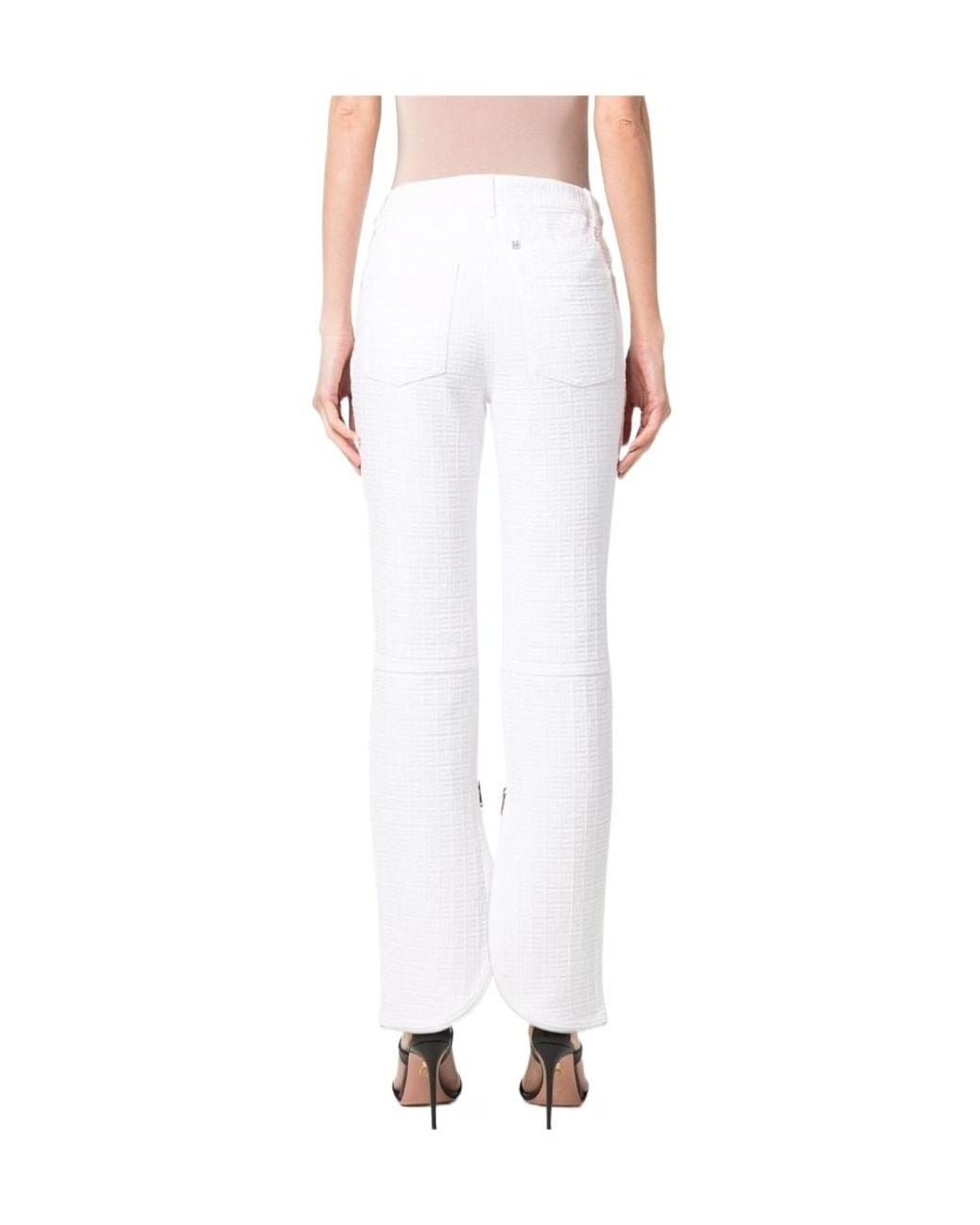 Givenchy White Slim-Cut 4G-Motif Trousers