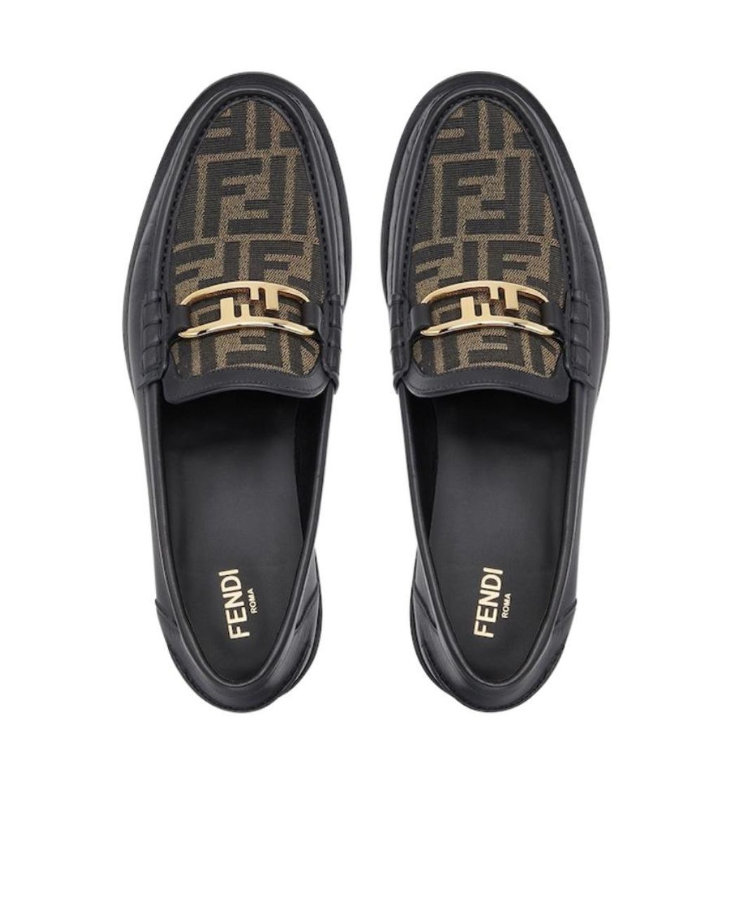 Fendi Black O'Lock Monogrammed Loafers for men