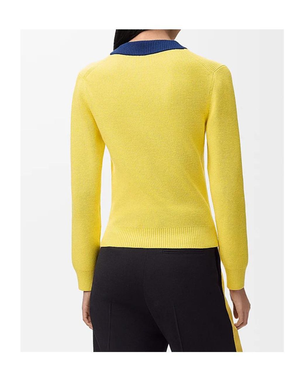 Loewe Yellow Logo Embroidered V-Neck Jumper