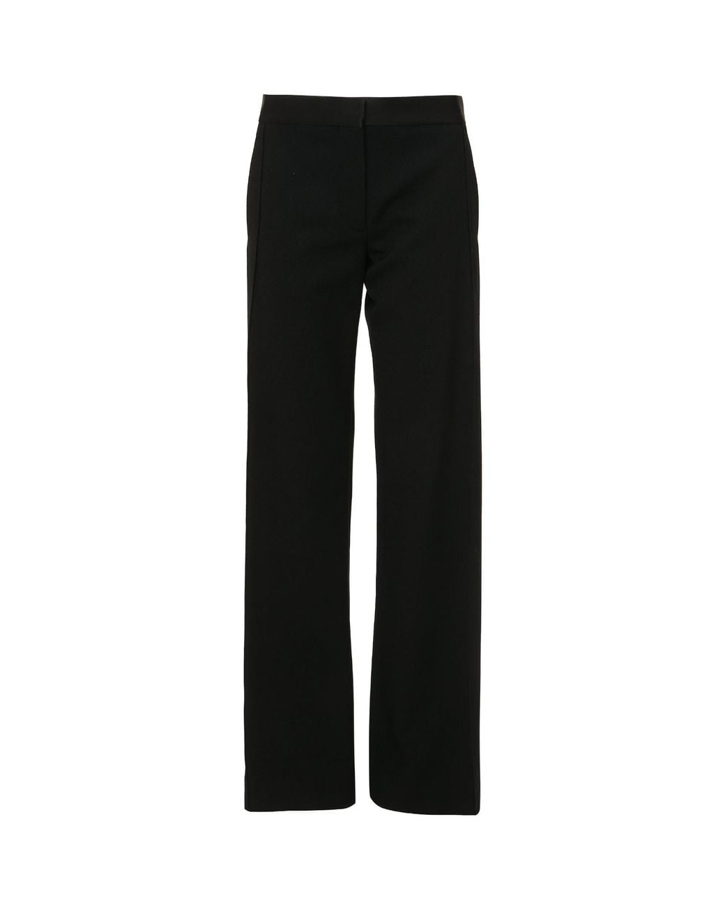 Victoria Beckham Black Wide-Leg Satin-Trim Trousers
