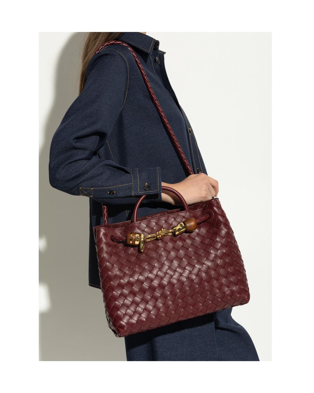 Bottega Veneta Red Woven Shoulder Bag