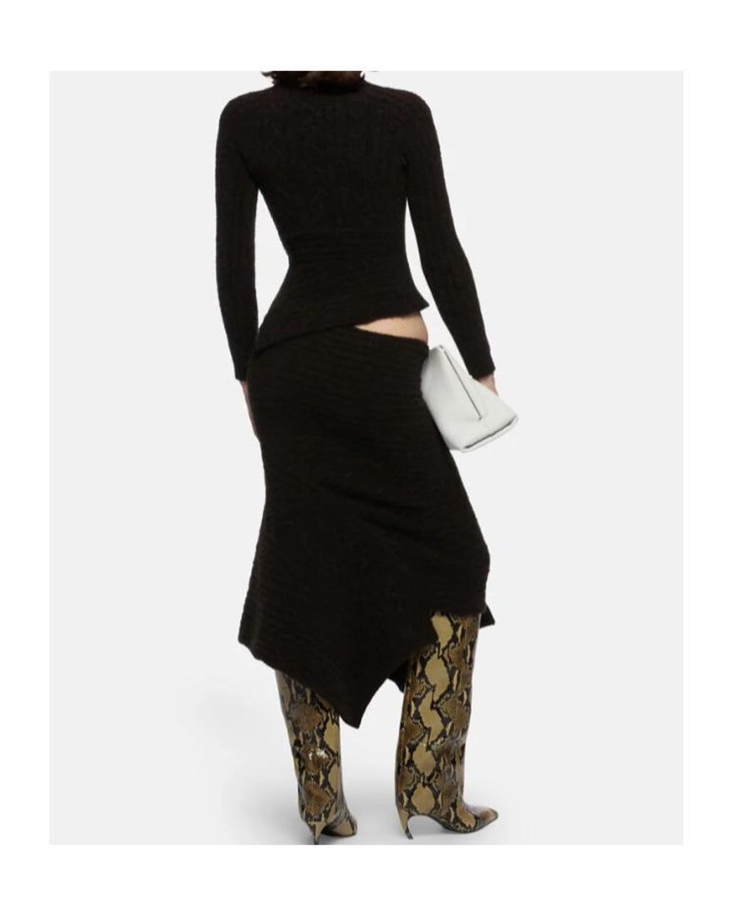 The Attico Black The Cable Knitted Midi Skirt