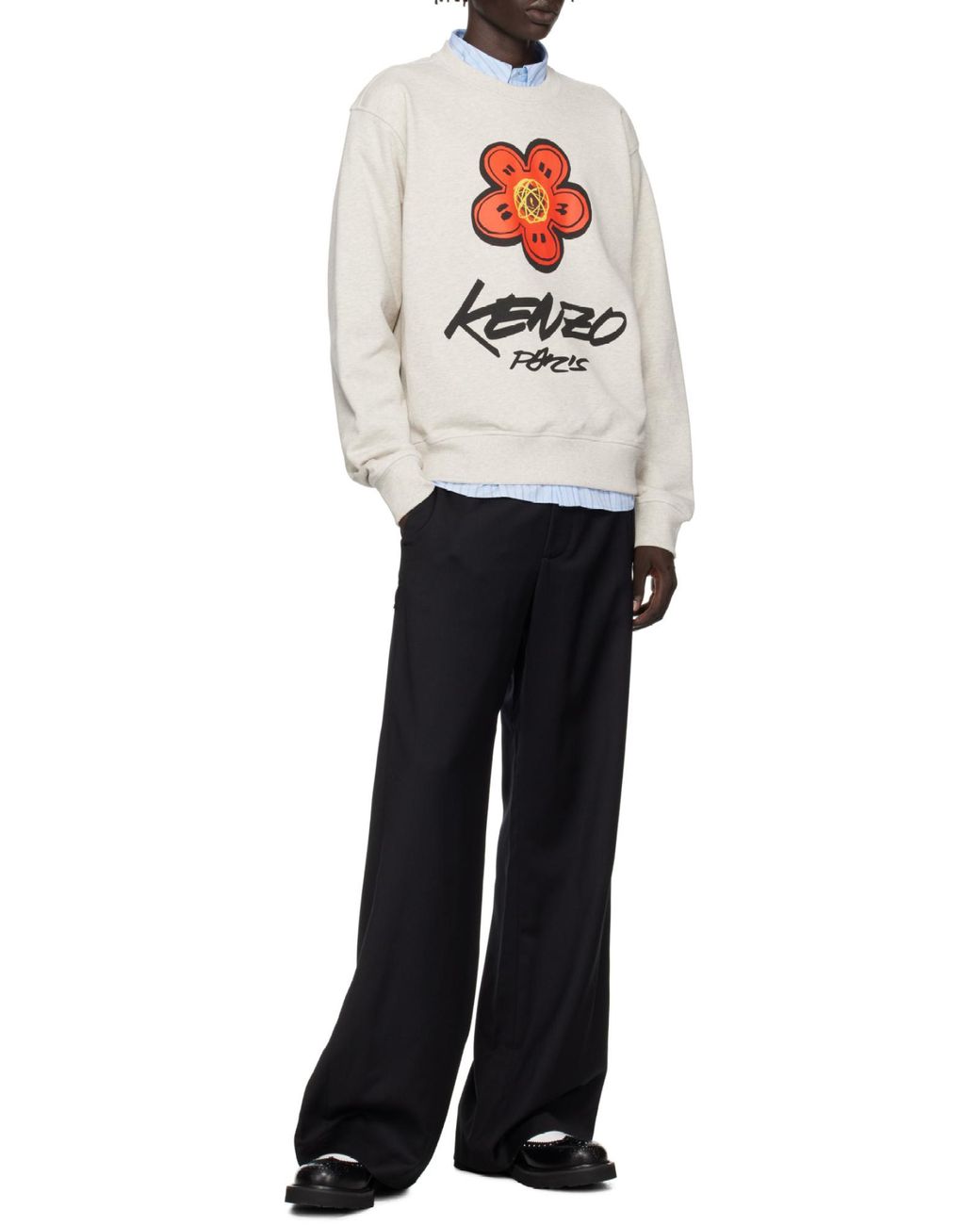 KENZO White Logo Printed Crewneck Sweatshirt for men