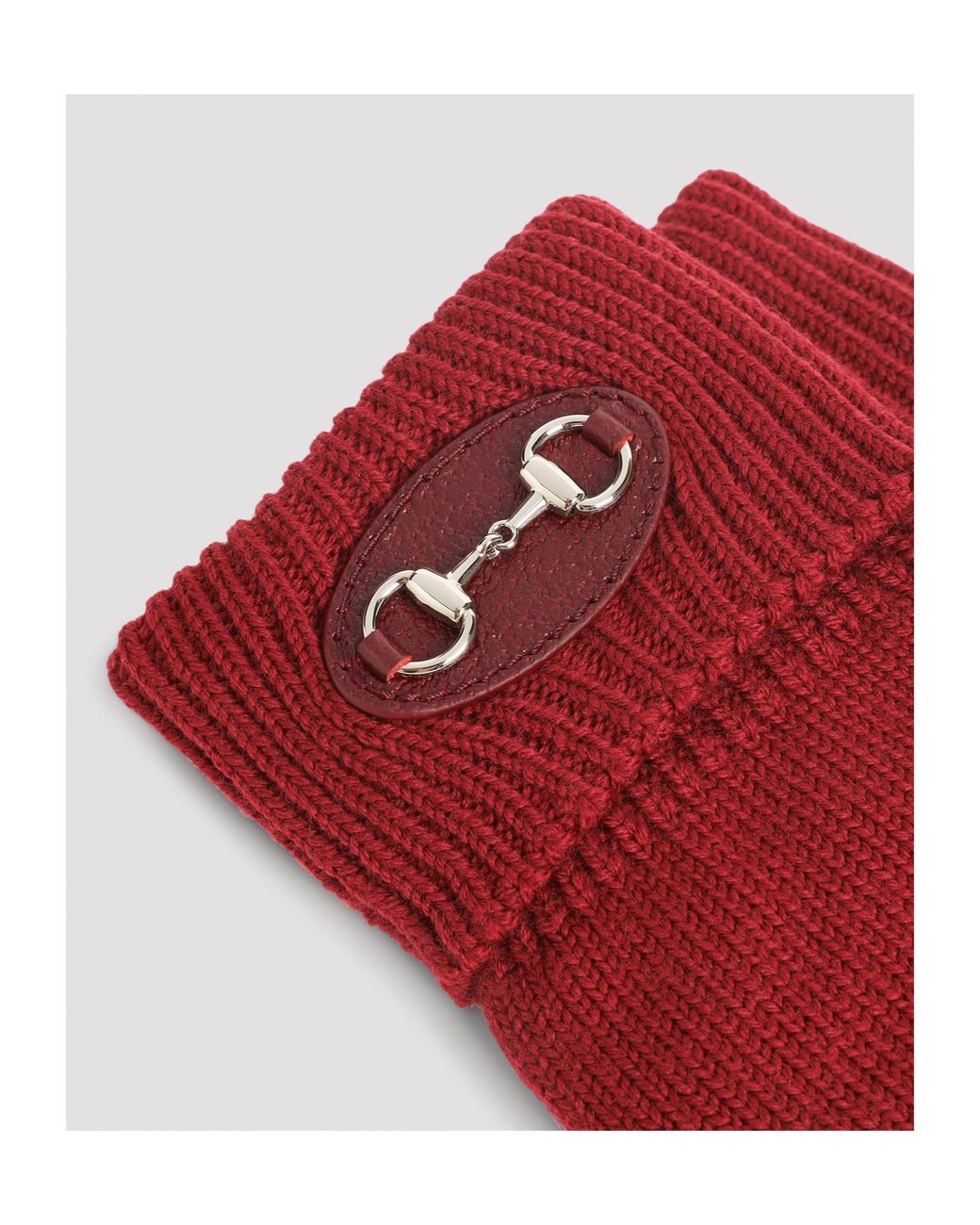 Gucci Red Horsebit Knit Gloves