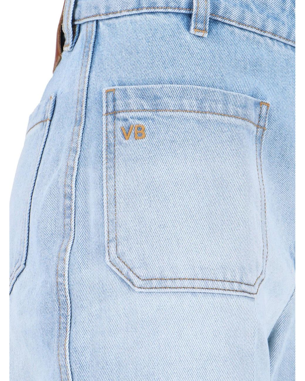 Victoria Beckham Blue Logo Patch Flared Jeans