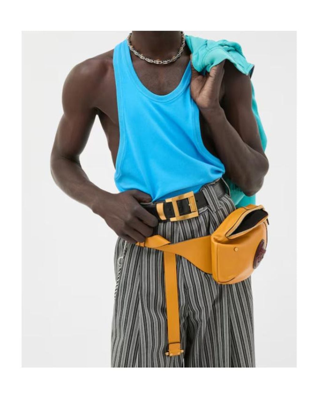 Versace Blue Logo Racerback Vest for men
