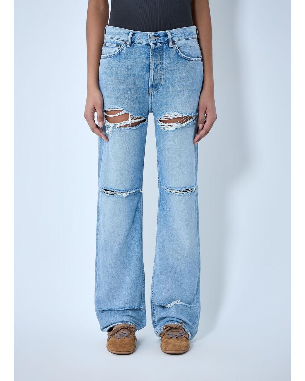 Acne Blue Logo-Patch Distressed Jeans