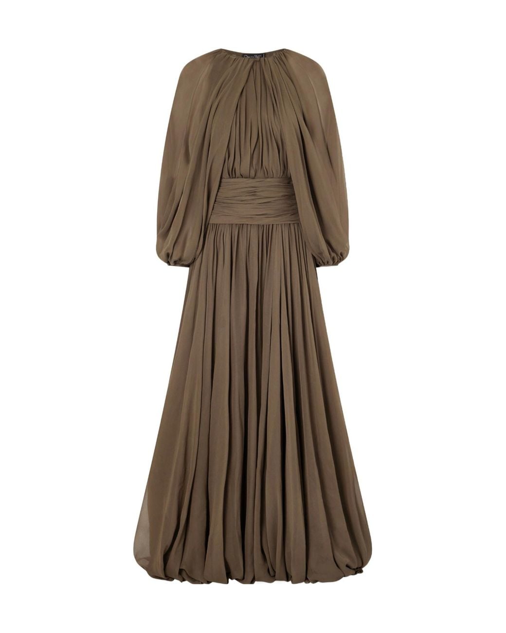 Oscar de la Renta Natural Draped Silk-Chiffon Gown