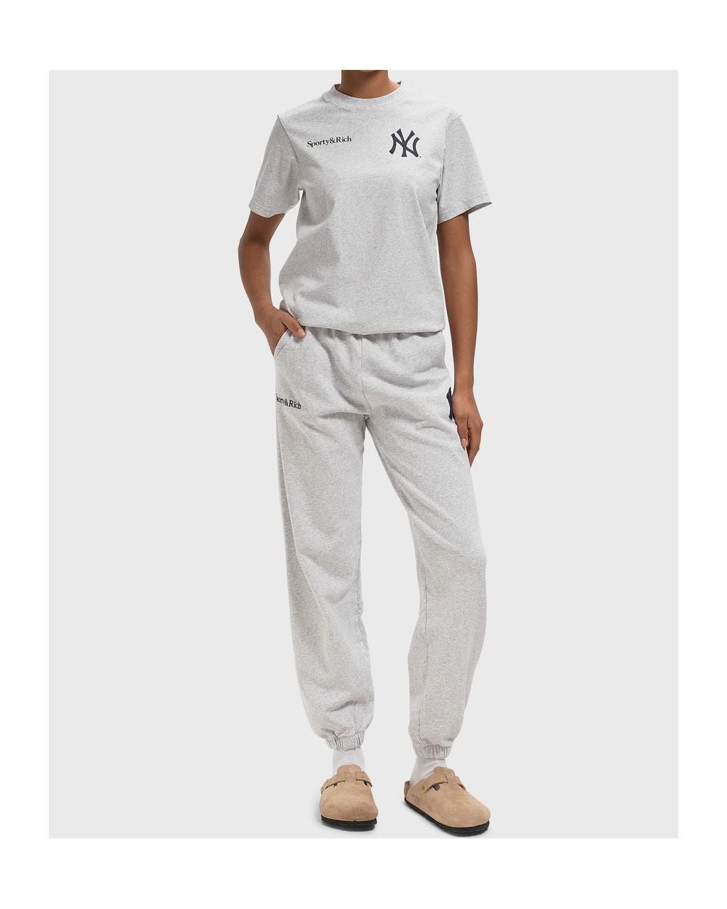 Sporty & Rich White Elastic Waist Sports Pants