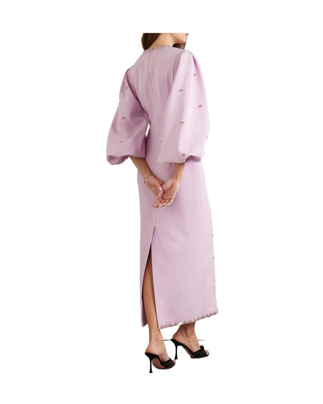 Huishan Zhang Pink Joelle Crystal-Embellished Recycled-Crepe Maxi Dress