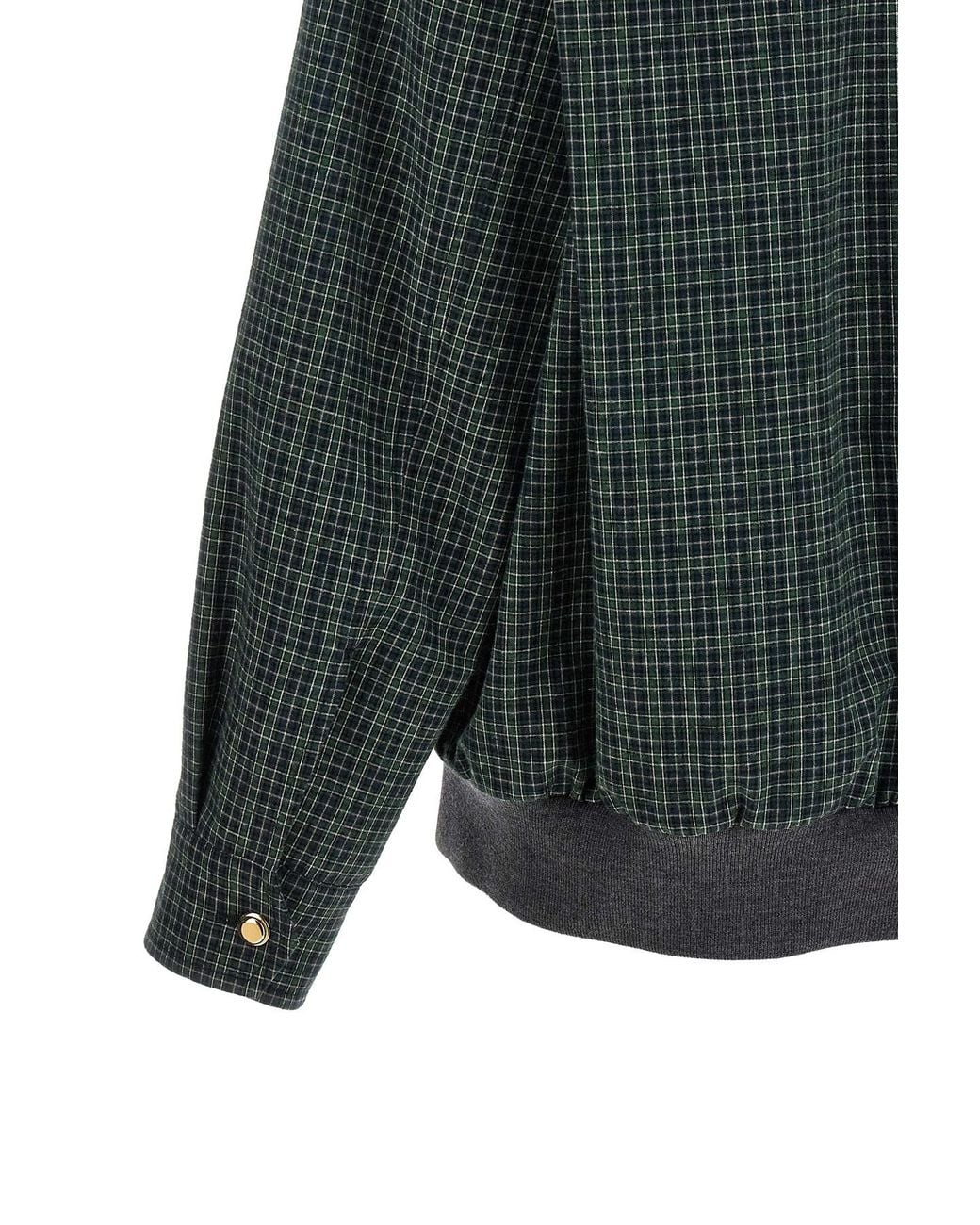 Miu Miu Green Check-Pattern Logo-Patch Jacket