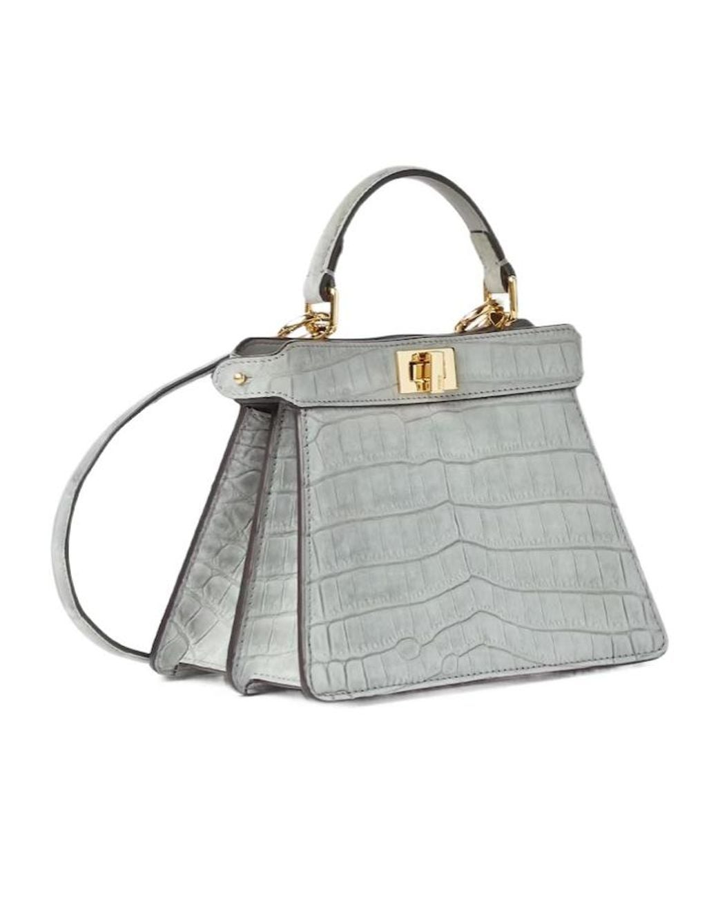 Fendi Gray Matcha Nubuck Crocodile Bag