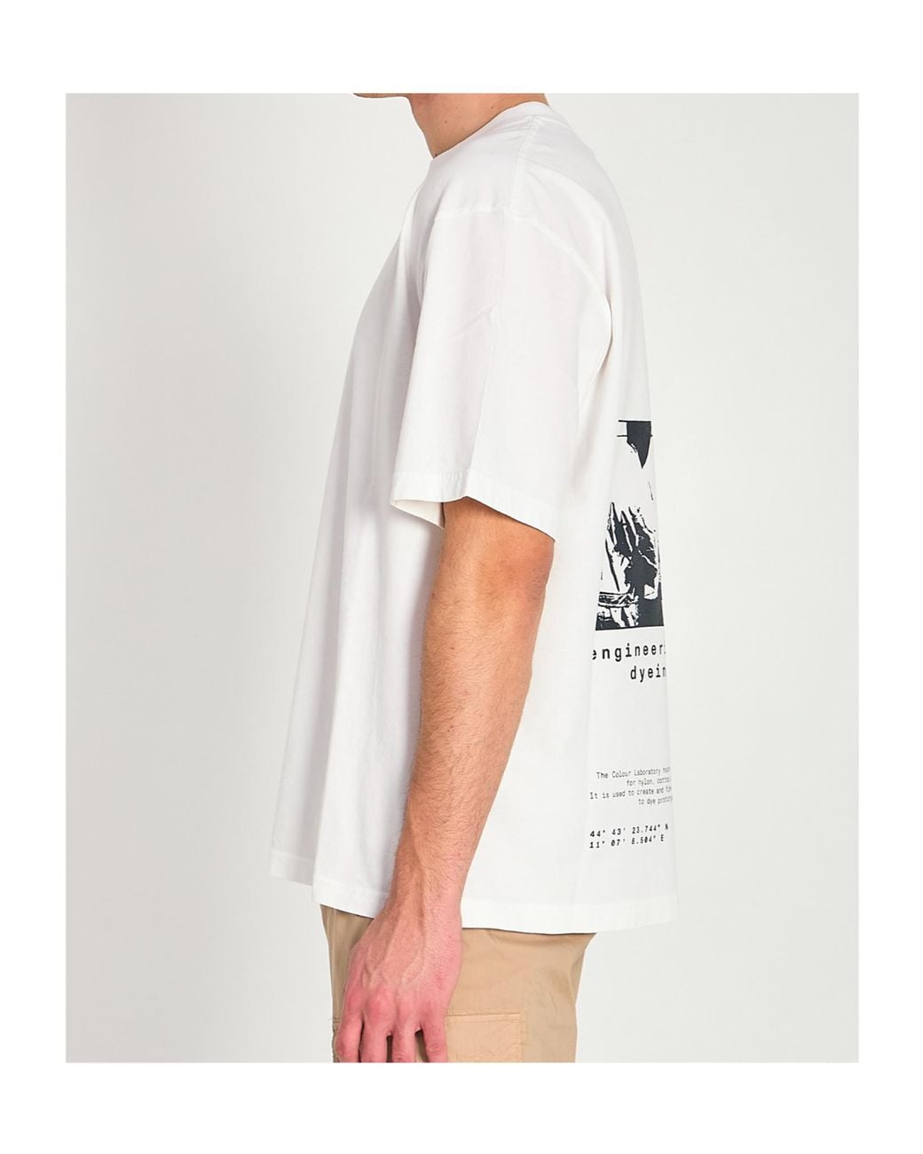 Stone Island White Logo Printed Crewneck T-Shirt for men