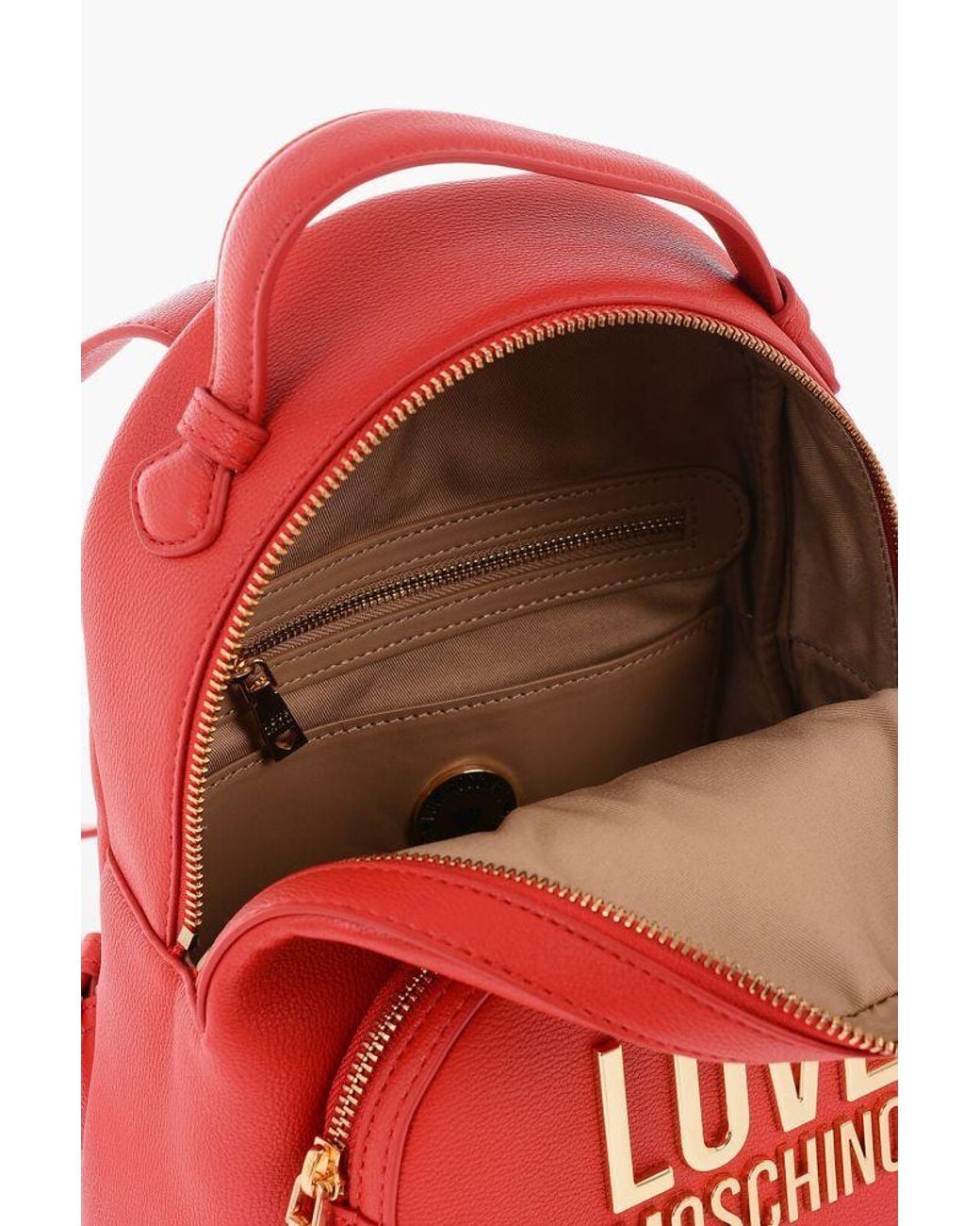 Moschino Red Logo Plaque Mini Backpack